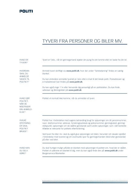 Servicedeklaration "Tyveri fra personer og biler m.v." (pdf) - Politiets