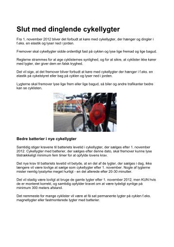 Slut med dinglende cykellygter - Politiets
