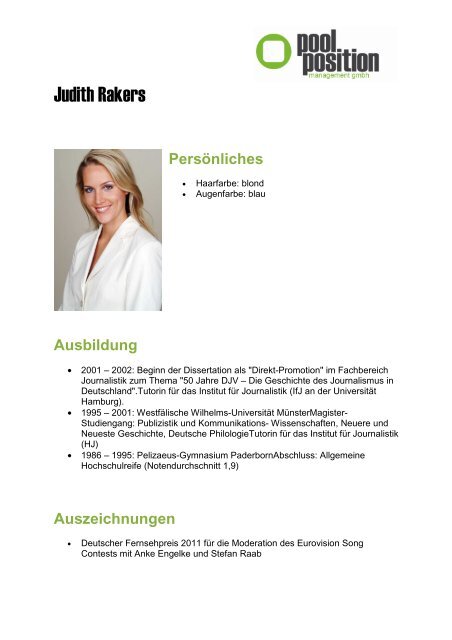 Judith Rakers - Pool Position Management