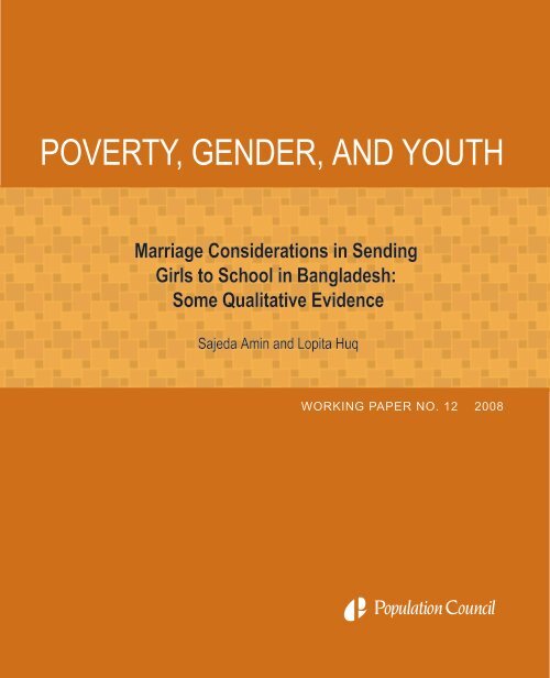 Marriage Considerations in Sending Girls to School in Bangladesh ...