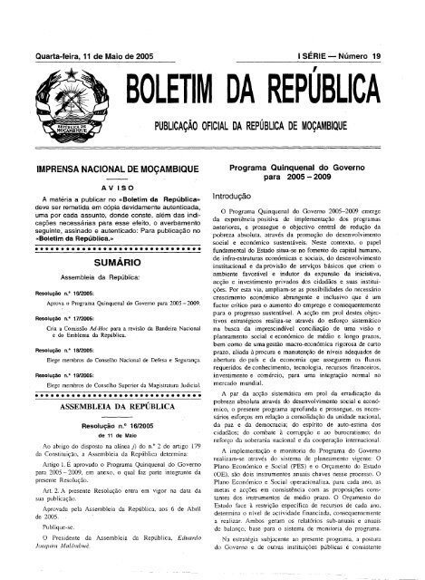 BOLETIM DA REPUBLICA - Portal do Governo de Moçambique