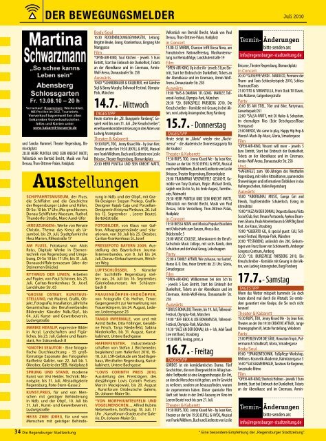 Juli 2010 Regensburg & Umgebung - Regensburger Stadtzeitung