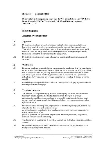 Bijlage 1: Voorschriften Inhoudsopgave ... - Provincie Utrecht