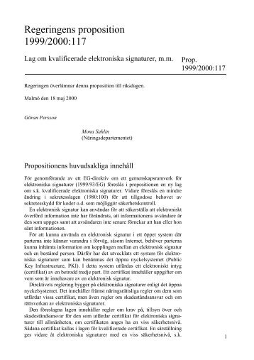 Regeringens proposition 1999/2000:117 - och Telestyrelsen