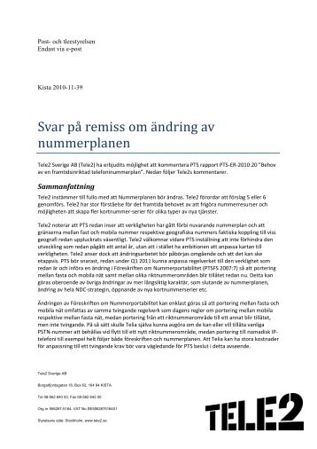 Svar på remiss om ändring av nummerplanen