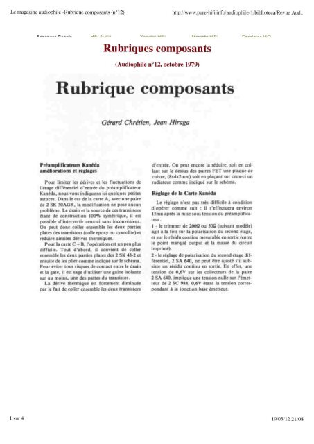 Rubrique composants - pure-hifi