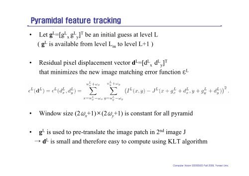 Kanade-Lucas-Tomasi (KLT) Feature Tracker