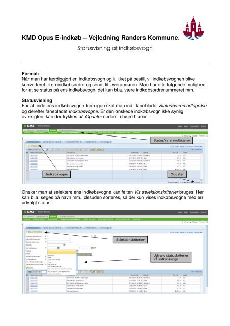 KMD Opus E-indkøb – Vejledning Randers Kommune.