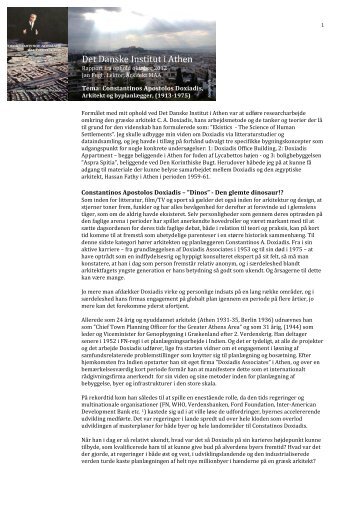 Det Danske Institut i Athen, rapport fra ophold oktober 2012
