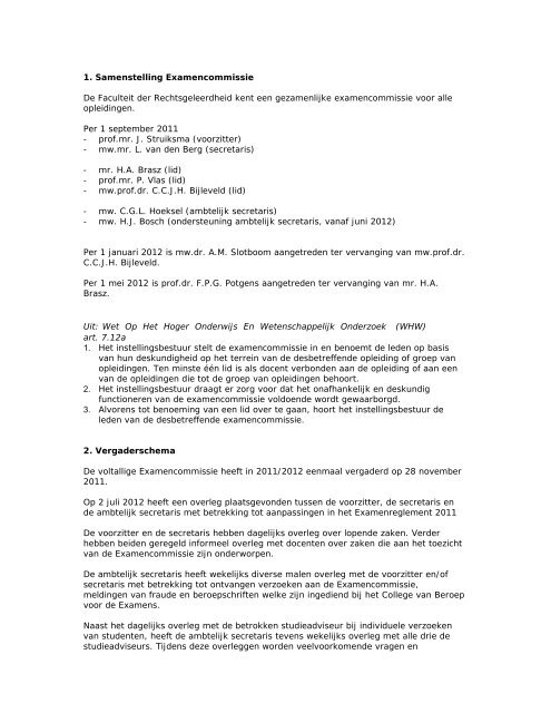 Jaarverslag Examencommissie 2011/2012 - Faculteit der ...