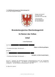 Brandenburgisches Oberlandesgericht Im Namen des Volkes Urteil