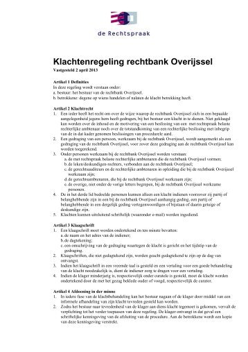Klachtenregeling rechtbank Overijssel - Rechtspraak.nl