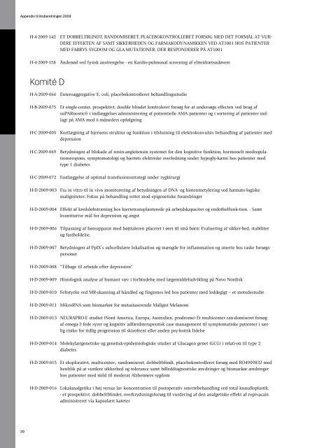 Appendix til årsberetningen 2009 - Region Hovedstaden