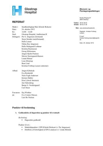 Referat fra møde den 24. oktober 2012