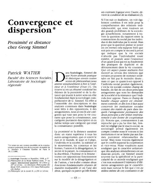 Convergence et dispersion * - Revue des sciences sociales