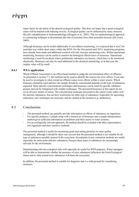 Toxicity measurements in concentrated water samples - Rivm