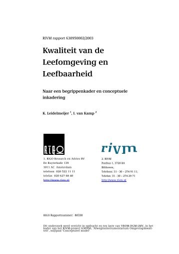 RIVM rapport 630950002 Kwaliteit van de Leefomgeving en ...