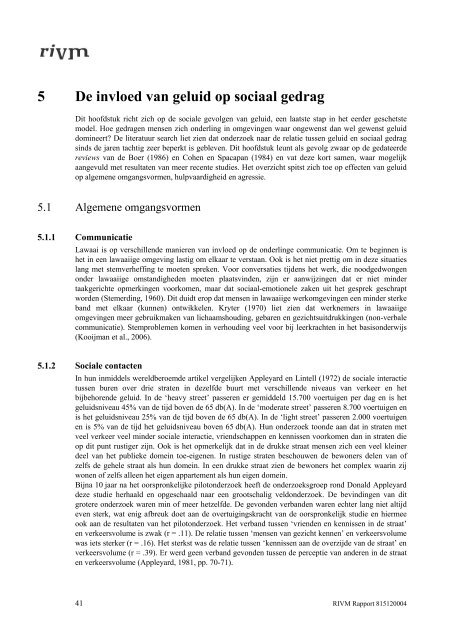 De maatschappelijke betekenis van geluid - Rivm