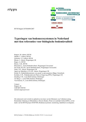 RIVM rapport 607604008 Typeringen van bodemecosystemen in ...