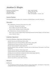 Jonathan D. Klingler: Curriculum Vitae - University of Rochester