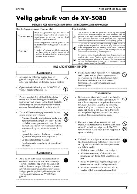 XV-5080 Gebruikers Handleiding - Roland