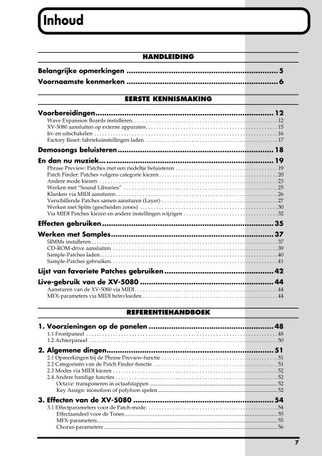 XV-5080 Gebruikers Handleiding - Roland