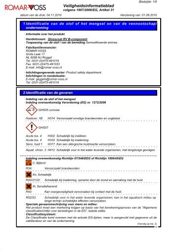 Veiligheidsinformatieblad - Romar-Voss BV