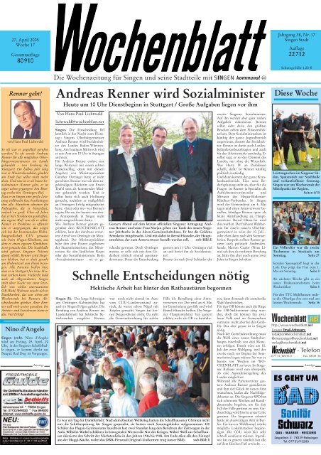 27. Apr. 2005 - Singener Wochenblatt