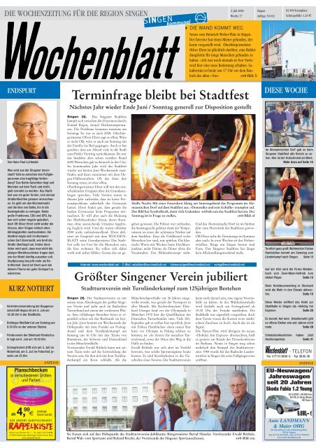 02. Juli 2008 - Singener Wochenblatt