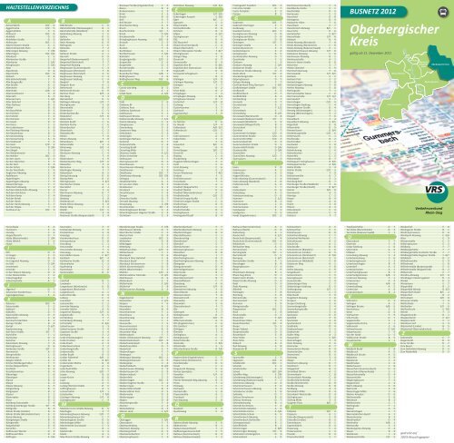 BUSNETZ 2012 Oberbergischer Kreis - Regionalverkehr Köln GmbH