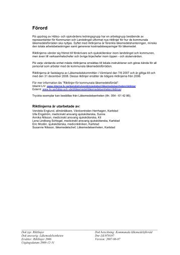 Kommunala läkemedelsförråd - Landstinget i Värmland