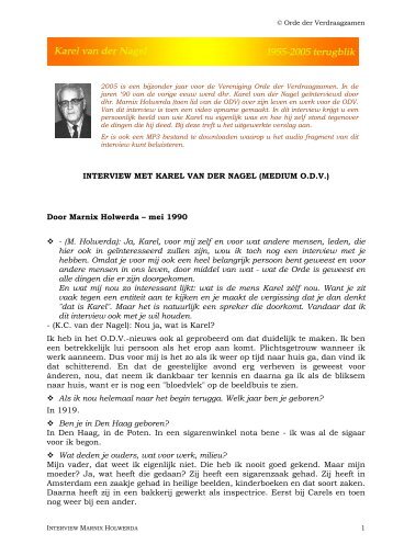 Interview Marnix Holwerda - mei 1990 - Orde der Verdraagzamen