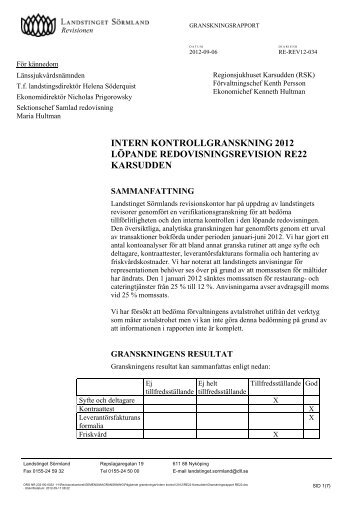 Regionsjukhuset Karsudden - Landstinget Sörmland