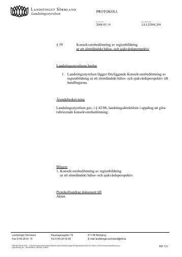 59 Konsekvensbedömning av regionbildning ur ett sörmländskt hälso
