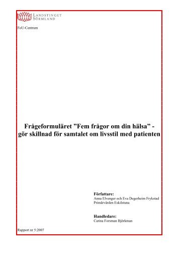 Fem frågor om din hälsa - Landstinget Sörmland