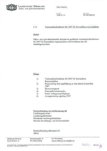 13 Verksamhetsberättelse för 2007 för Karsudden - Landstinget ...