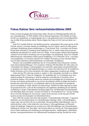 Verksamhetsberättelse 2005 - Fokus Kalmar län - Regionförbundet i ...