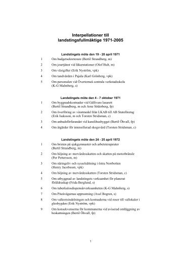 Förteckning över interpellationer 1971-2005 - Norrbottens läns ...
