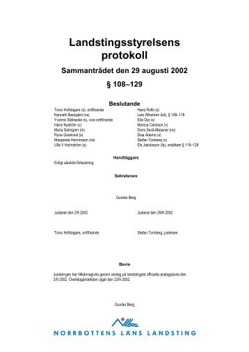 29 augusti - Norrbottens läns landsting