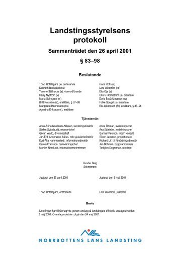 26 april - Norrbottens läns landsting