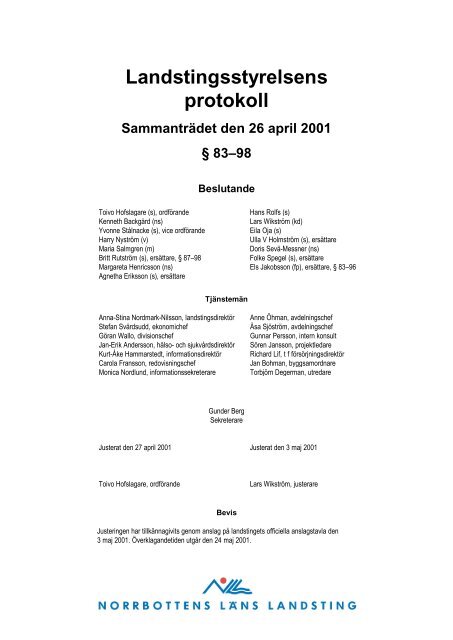 26 april - Norrbottens läns landsting