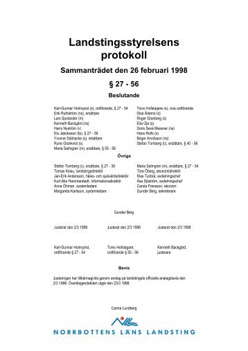 26 februari - Norrbottens läns landsting