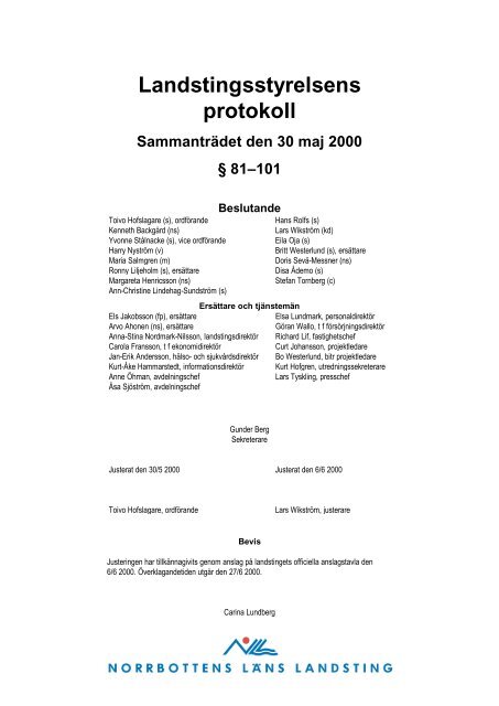 30 maj - Norrbottens läns landsting