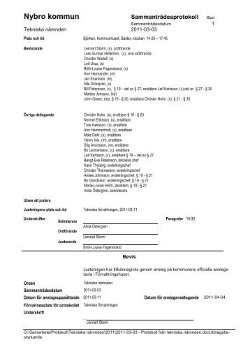 2011-03-03 - Protokoll från tekniska nämnden.pdf - Nybro kommun