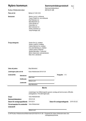 2010-01-26 - Protokoll för Kultur-fritidsnämnden.pdf - Nybro kommun