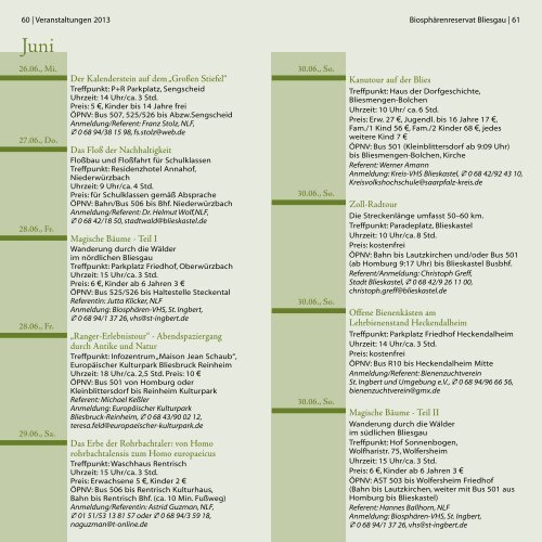 Der Bliesgau- Veranstaltungskalender 2013 - St. Ingbert