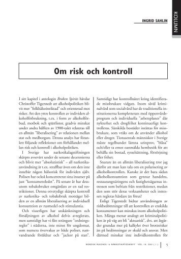 Ingrid Sahlin: Om risk och kontroll