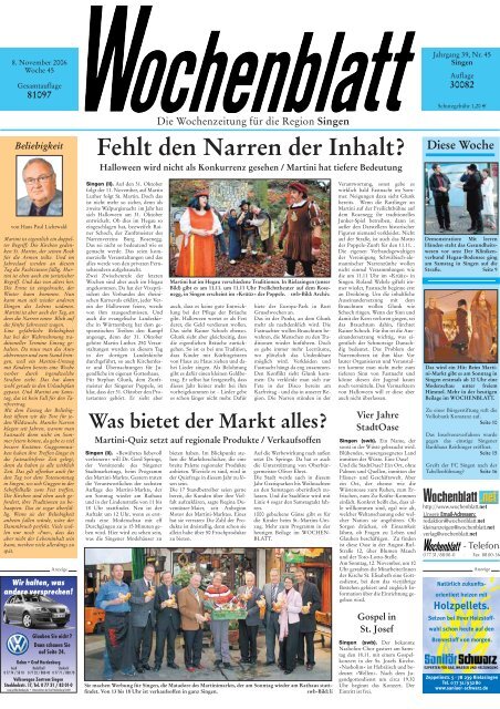 08. Nov. 2006 - Singener Wochenblatt