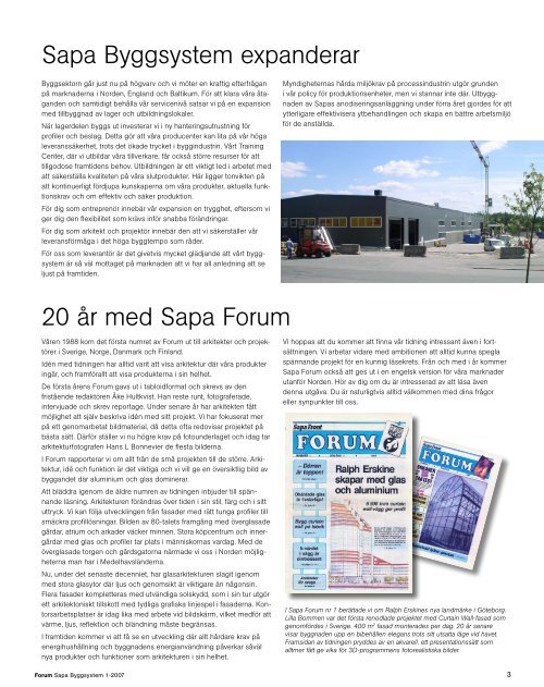 Sapa Byggsystem nr 1 årgång 20 2007 - Sapa Group
