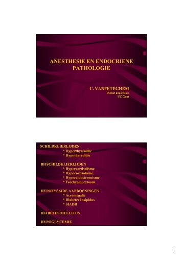 Anesthesie en endocrinologische afwijkingen